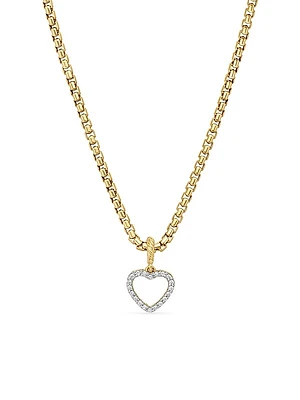 Heart Amulet in 18K Yellow Gold with Diamonds, 18.5mm