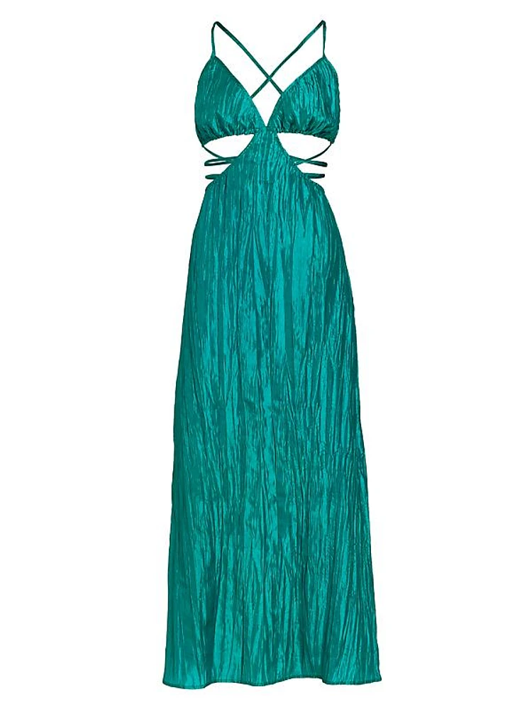Crinkle Taffeta Cut-Out Dress