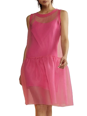 Ruffle Hem Organza Minidress