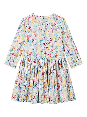 Little Girl's & Rainbow Star Print Twill Dress