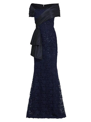 Off-The-Shoulder Lace Gown