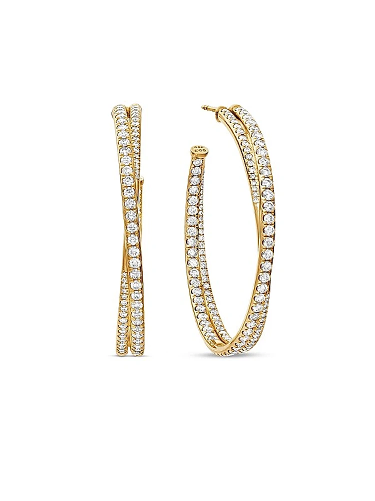 Full Pavé Crossover Hoop Earrings
