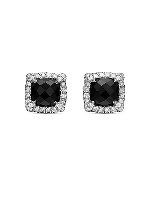 Petite Chatelaine Pavé Bezel Stud Earrings in Sterling Silver