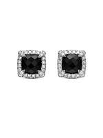 Petite Chatelaine Pavé Bezel Stud Earrings in Sterling Silver
