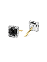 Petite Chatelaine Pavé Bezel Stud Earrings in Sterling Silver
