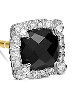 Petite Chatelaine Pavé Bezel Stud Earrings in Sterling Silver