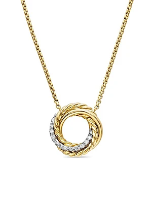 Crossover Pendant Necklace in 18K Yellow Gold with Diamonds
