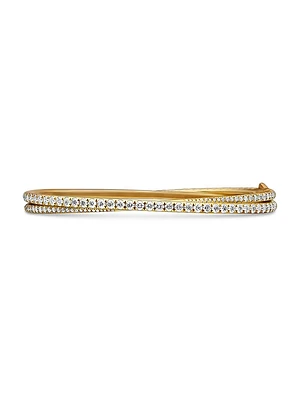 Pavé Crossover Two Row Bracelet 18K Yellow Gold
