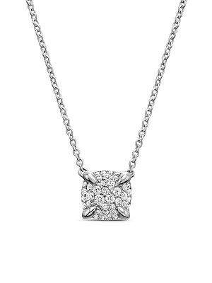 Petite Chatelaine Pendant Necklace in Sterling Silver with Pavé Diamonds, 7mm