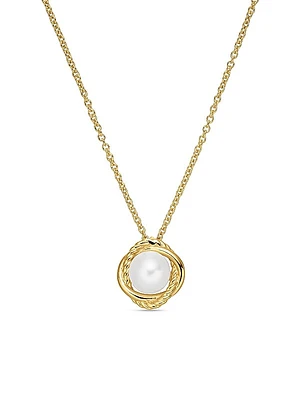 Crossover Infinity Pendant Necklace In 18K Yellow Gold With Pearl