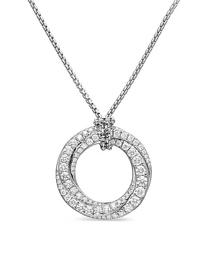 Pavé Crossover Pendant Necklace in 18K Yellow Gold with Diamonds, 21mm