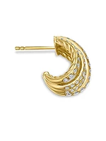 Pavé Crossover Shrimp Earrings in 18K Yellow Gold with Diamonds, 15.8mm