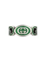 Interlocking G Sterling Silver & Enamel Cut-Out Ring