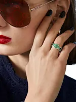 Interlocking G Sterling Silver & Enamel Cut-Out Ring