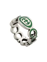 Interlocking G Sterling Silver & Enamel Cut-Out Ring