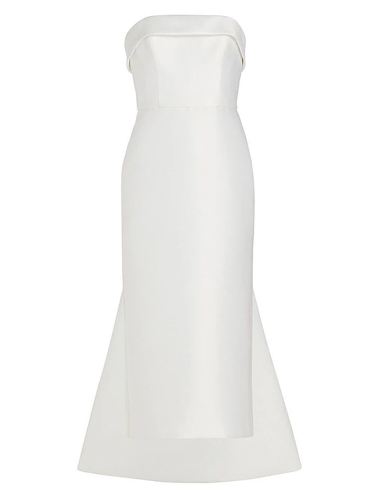 Mikado Satin Tea-Length Bridal Dress
