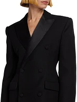 Double-Breasted Wool Blazer Minidress
