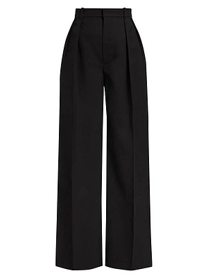 Tuxedo Stripe Wool Wide-Leg Pant