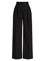 Tuxedo Stripe Wool Wide-Leg Pant