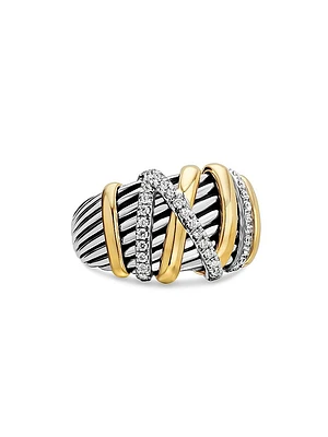 Helena Statement Ring with 18K Yellow Gold & Diamonds