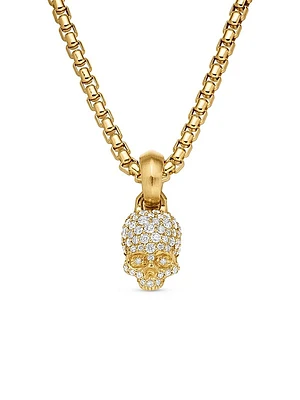 Skull Amulet with Full Pavé Diamonds and 18K Yellow Gold, 19.3mm
