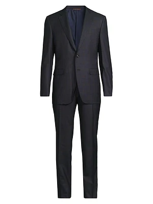 Milano Plaid Wool Single-Breasted Suit