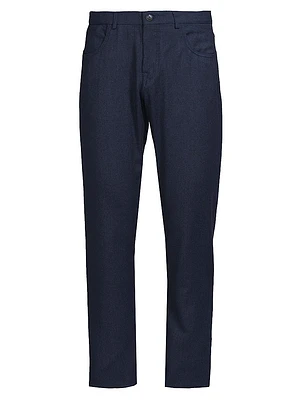 Solid Flannel Wool Trousers