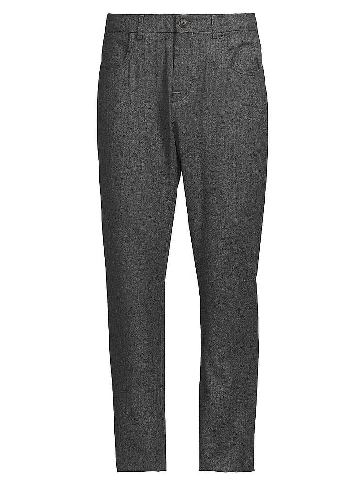 Solid Flannel Wool Trousers