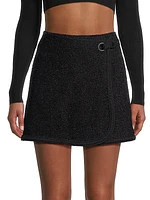 Shimmer Tweed Wrap Miniskirt