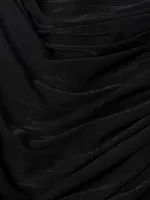 Asymmetric Ruched Jersey Midi-Dress
