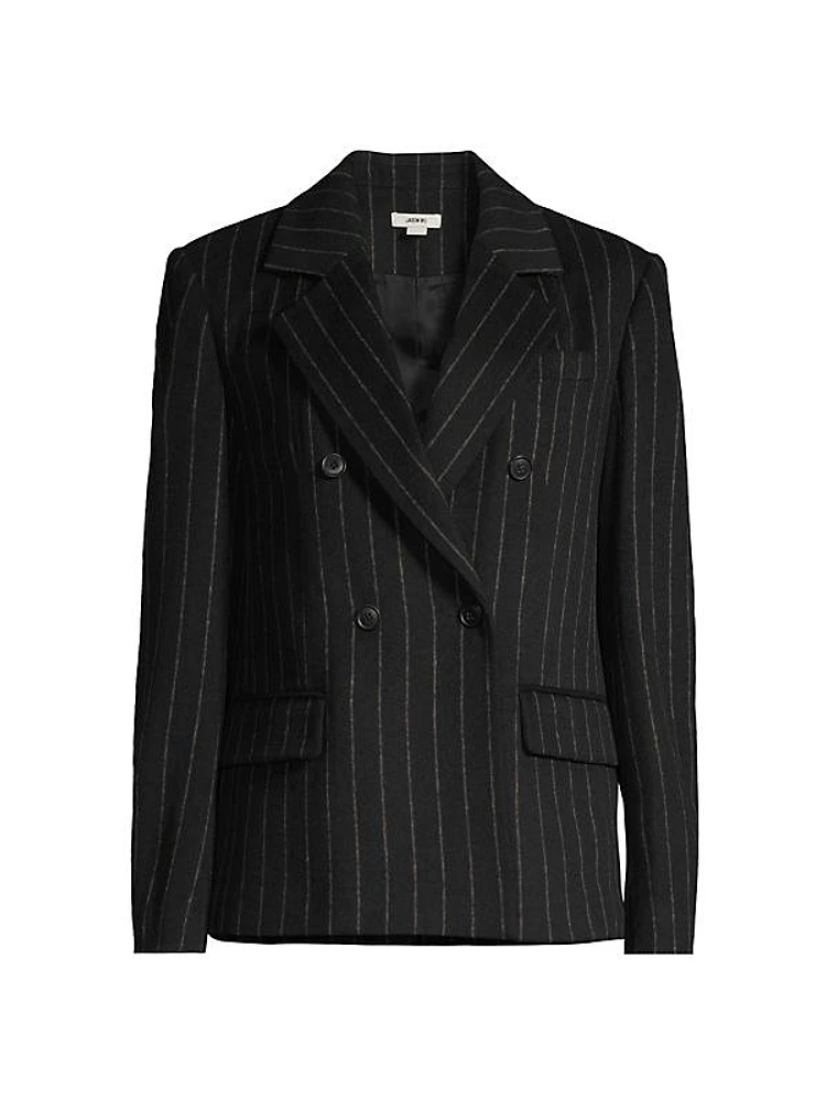 Wool-Blend Double-Breasted Pinstripe Blazer