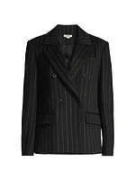 Wool-Blend Double-Breasted Pinstripe Blazer