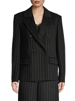 Wool-Blend Double-Breasted Pinstripe Blazer