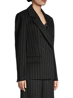 Wool-Blend Double-Breasted Pinstripe Blazer