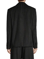 Wool-Blend Double-Breasted Pinstripe Blazer