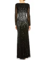 Sequined Fit & Flare Gown