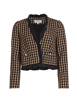Betti Plaid Twisted Ruffle-Trim Jacket