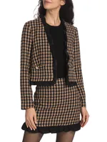 Betti Plaid Twisted Ruffle-Trim Jacket