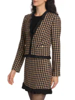 Betti Plaid Twisted Ruffle-Trim Jacket
