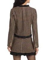 Betti Plaid Twisted Ruffle-Trim Jacket