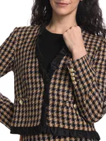 Betti Plaid Twisted Ruffle-Trim Jacket