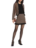 Betti Plaid Twisted Ruffle-Trim Jacket