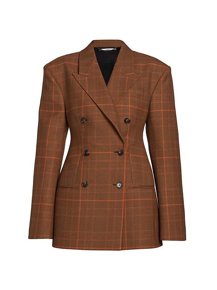 Plaid Double-Breasted Wool Jacket