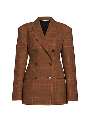 Plaid Double-Breasted Wool Jacket