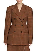 Plaid Double-Breasted Wool Jacket