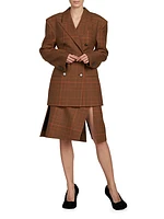 Plaid Double-Breasted Wool Jacket