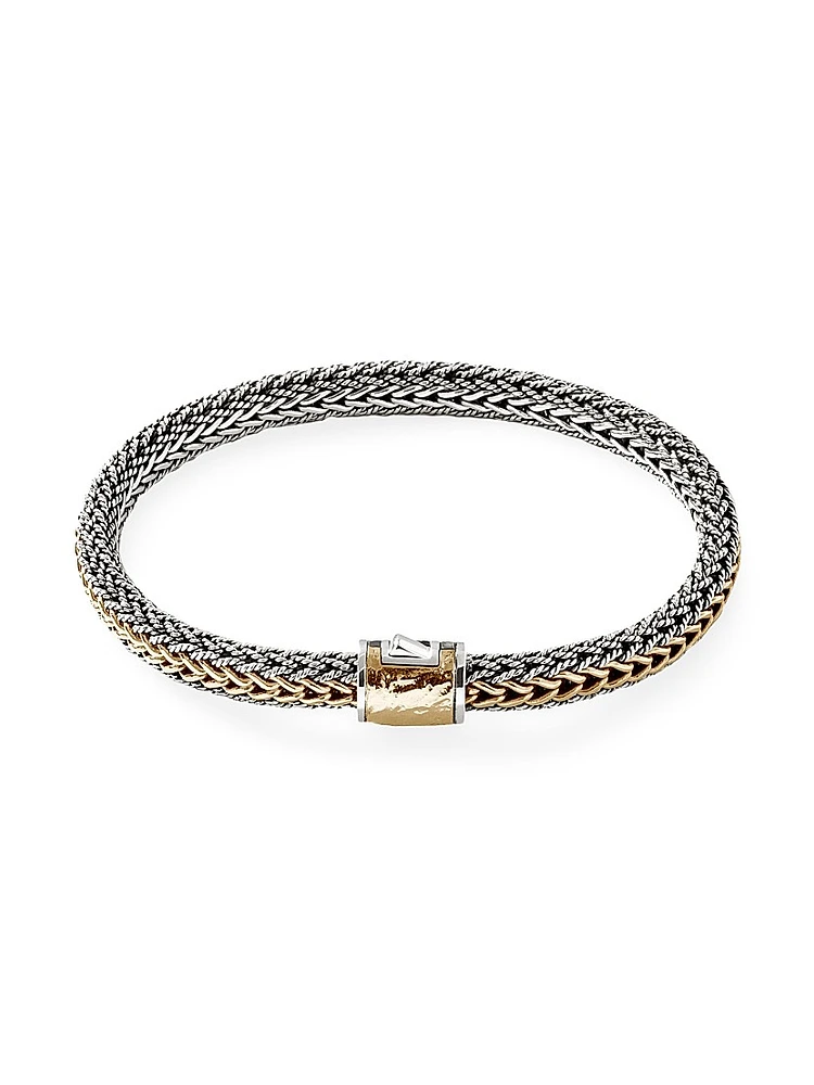 Classic Chain Sterling Silver & 18K Yellow Gold Reversible Bracelet