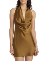 Satin Cowlneck Minidress