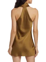 Satin Cowlneck Minidress