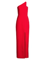 Crepe One-Shoulder Gown